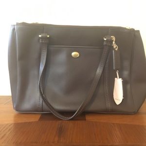 Dark brown leather Coach handbag